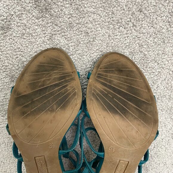 Christian Siriano High Heels Strappy Sandals Womens 8.5 Blue Snakeskin Leather - Picture 11 of 15